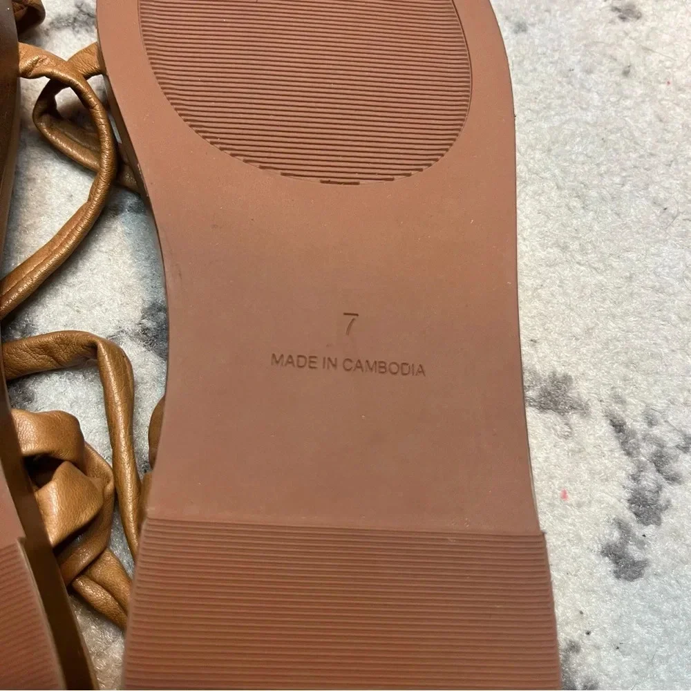 NEW MADEWELL Beachy Strappy Tie Summer Gladiator Faux Leather Tan Sandals